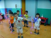 Music and body movement class_dancing with colored ribbons